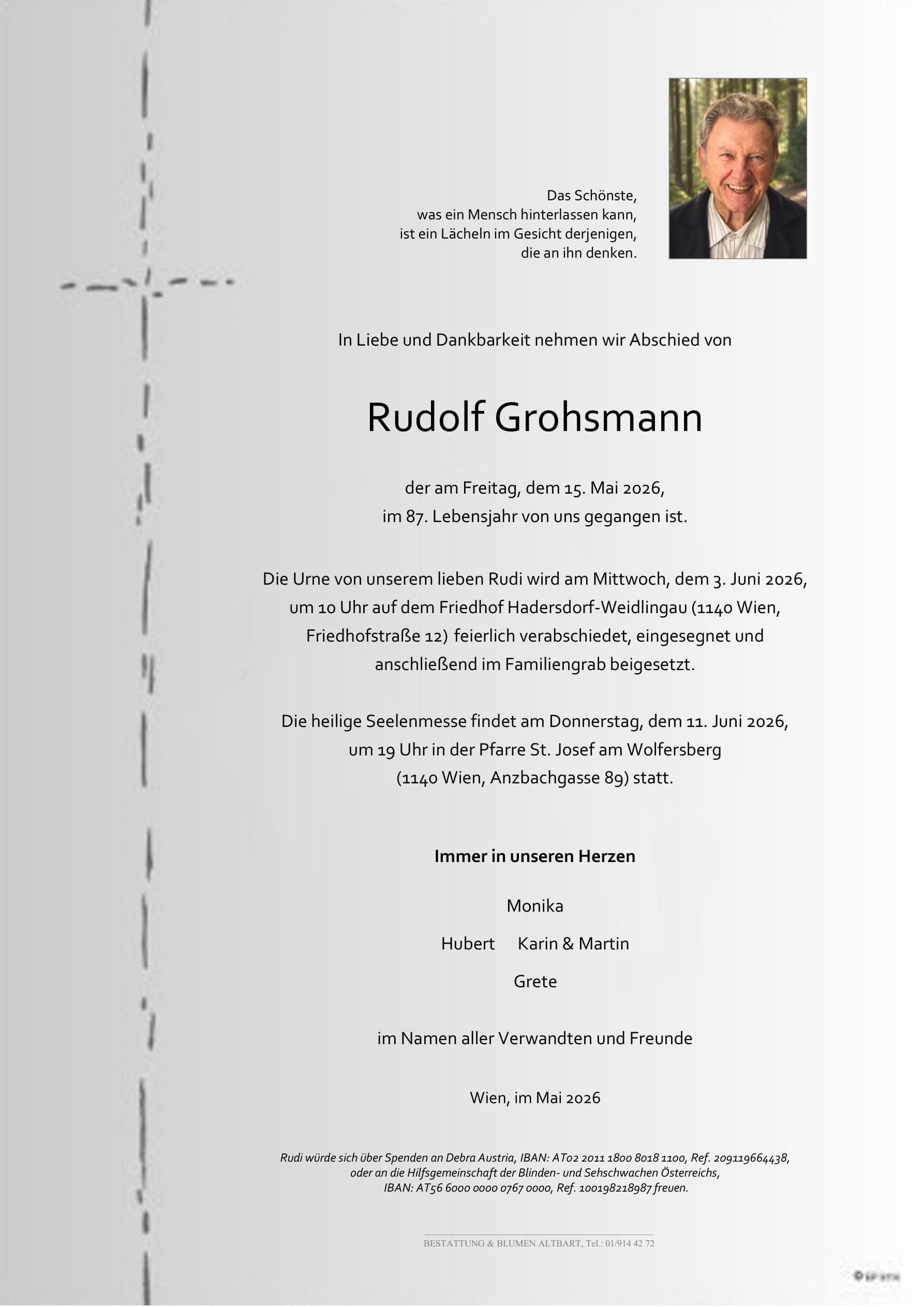 Parte der verstorbenen Person Rudolf Grohsmann 