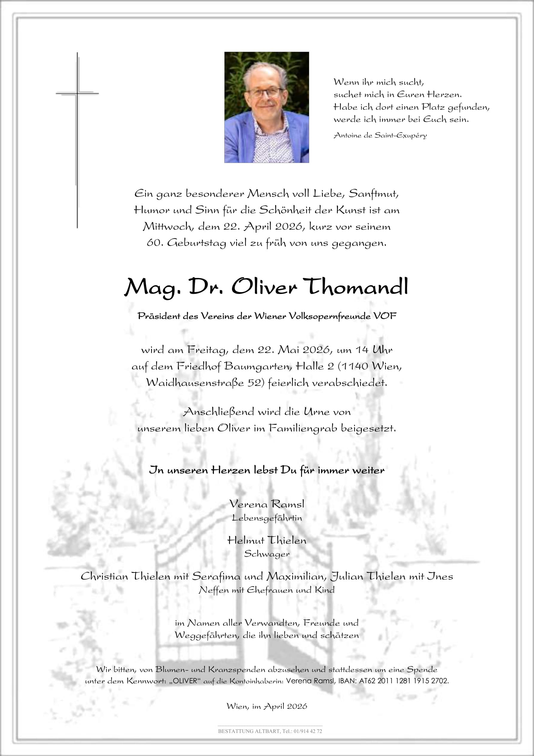 Parte der verstorbenen Person Oliver Thomandl
